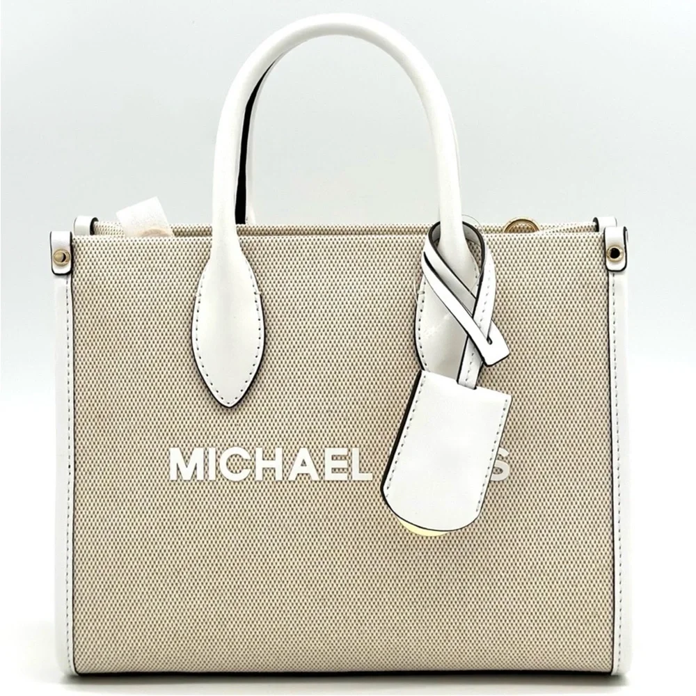 Michael Kors Mirella Small Pebbled Leather Crossbody Bag Optic White